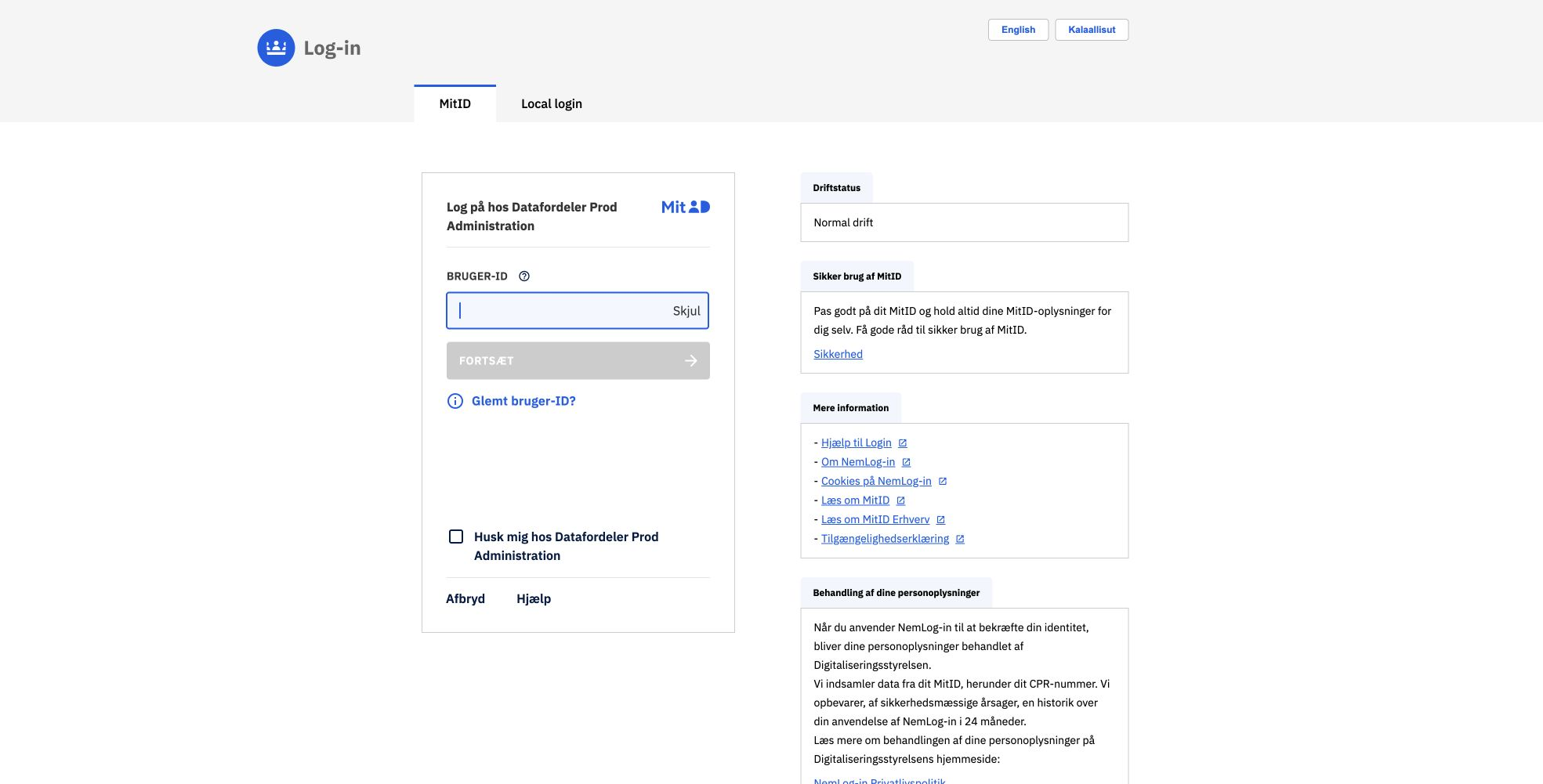 MitID-login før indtastning af bruger-ID
