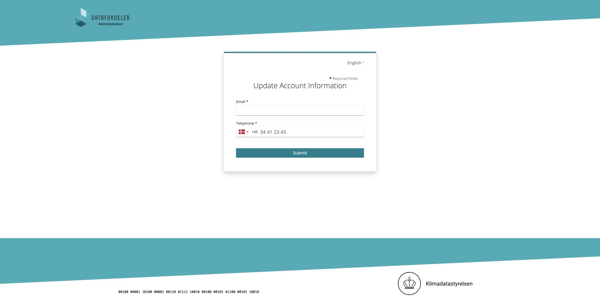 Formularen til kontaktoplysninger efter MitID-login