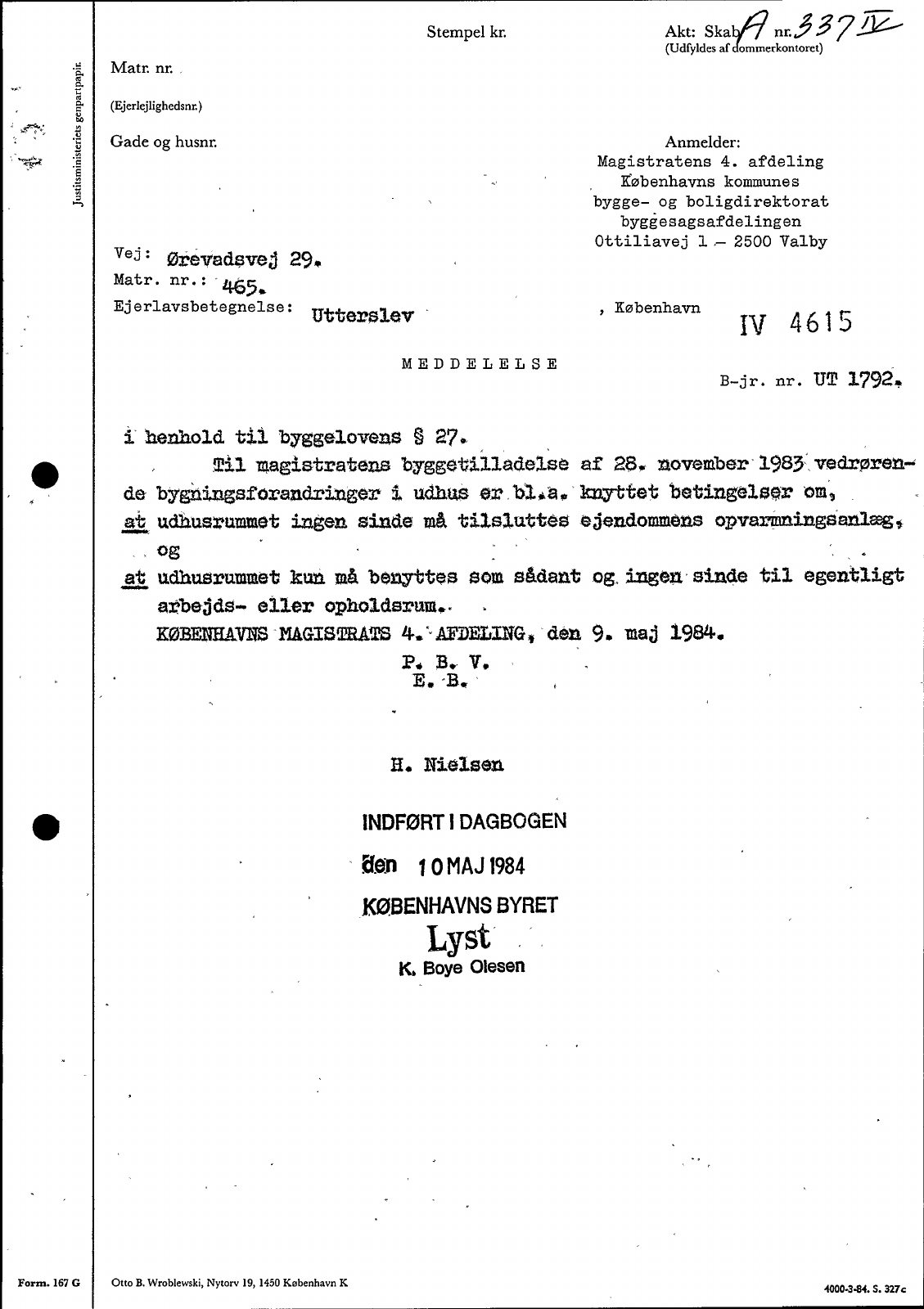 Ørevadsvej 29 og dokumentnummer 4615 på side 24 i akt 1_A-IV_337