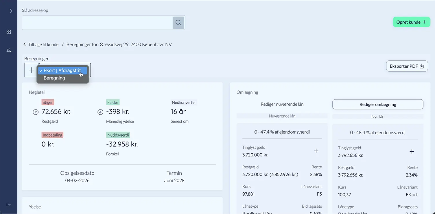 Skift imellem beregninger