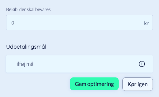 Kør optimeringen igen med de viste input
