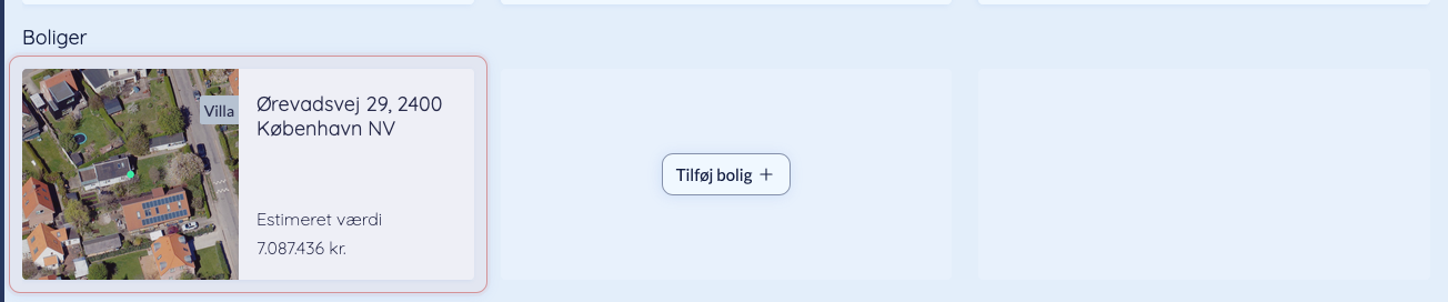 Kundedashboard med bolig