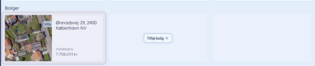 Boligen på kundens dashboard
