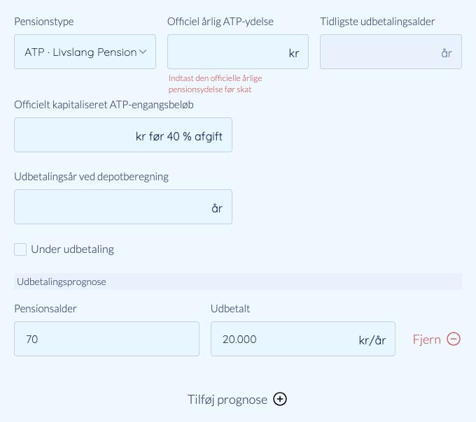 Manglende officiel ATP-ydelse afvises, selv om prognosen er udfyldt