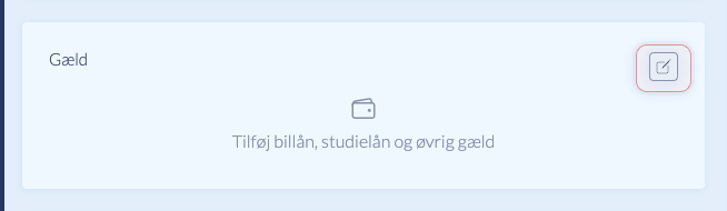 Åbn gæld i den valgte side af beregningen