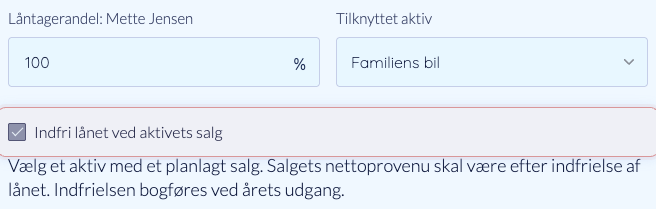 Det gemte valg om indfrielse ved bilens salg