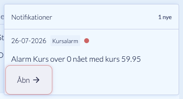 Ulæst notifikation med link til handlingen