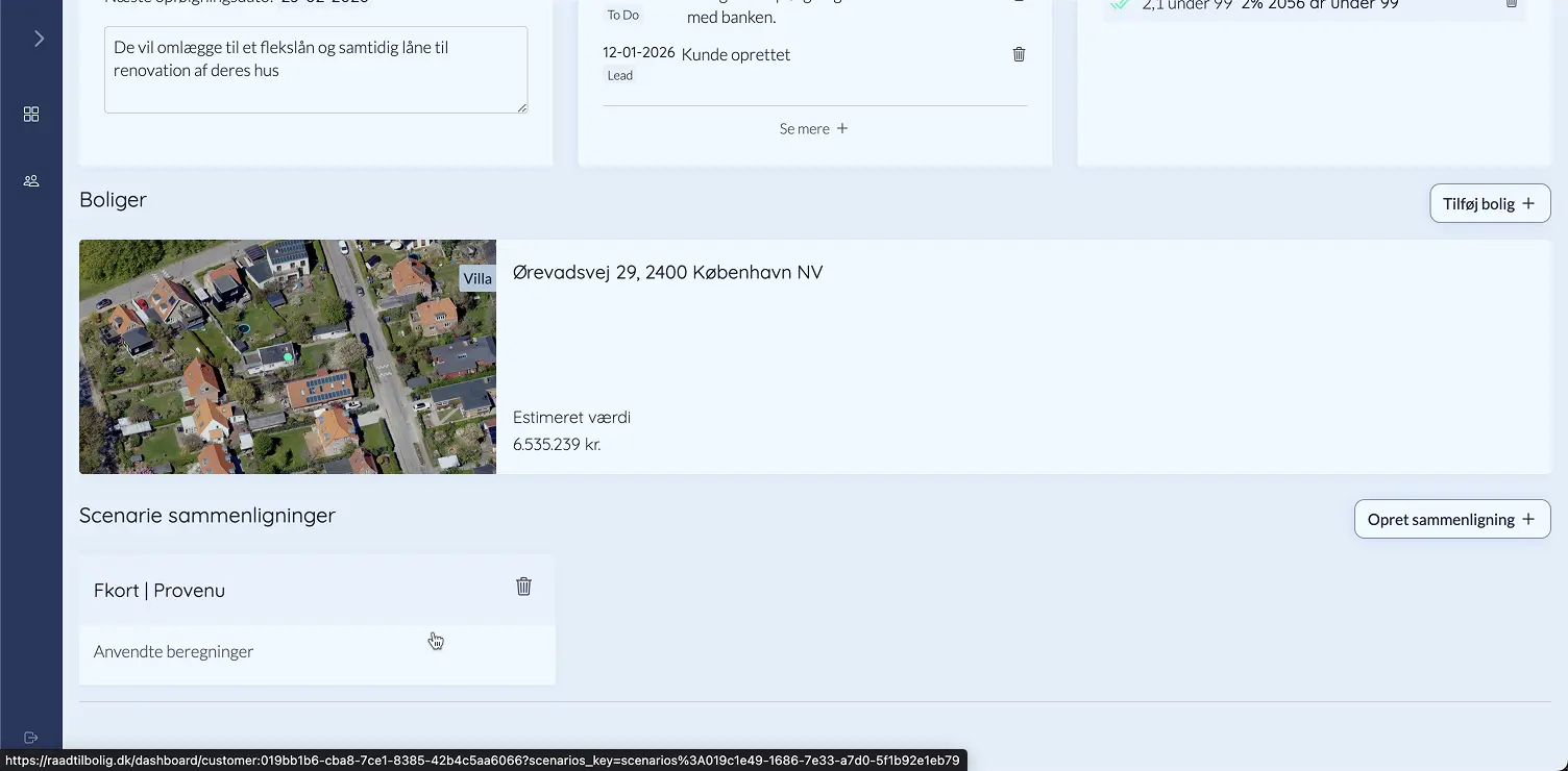 Naviger til scenarie sammenligning