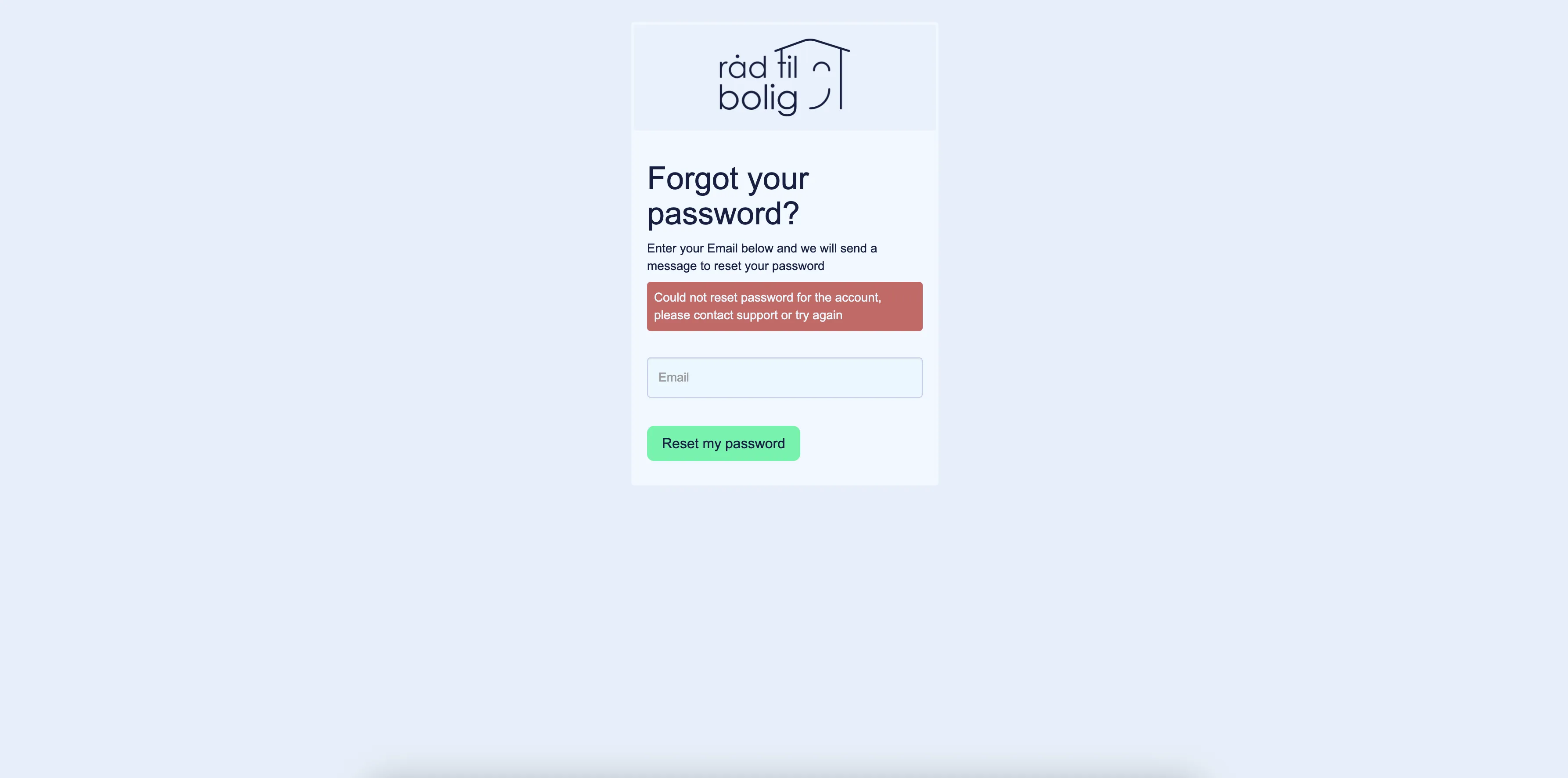Glemt password fejl