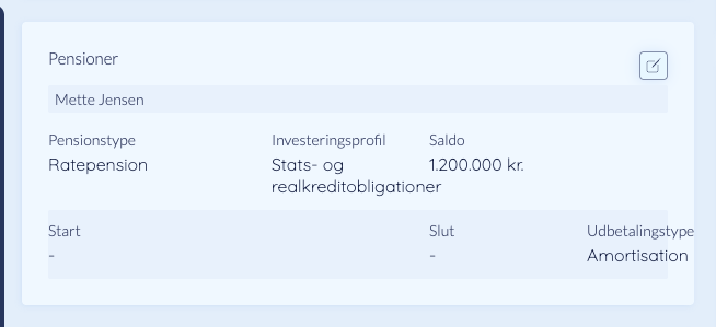 Pensionen i den genberegnede plan